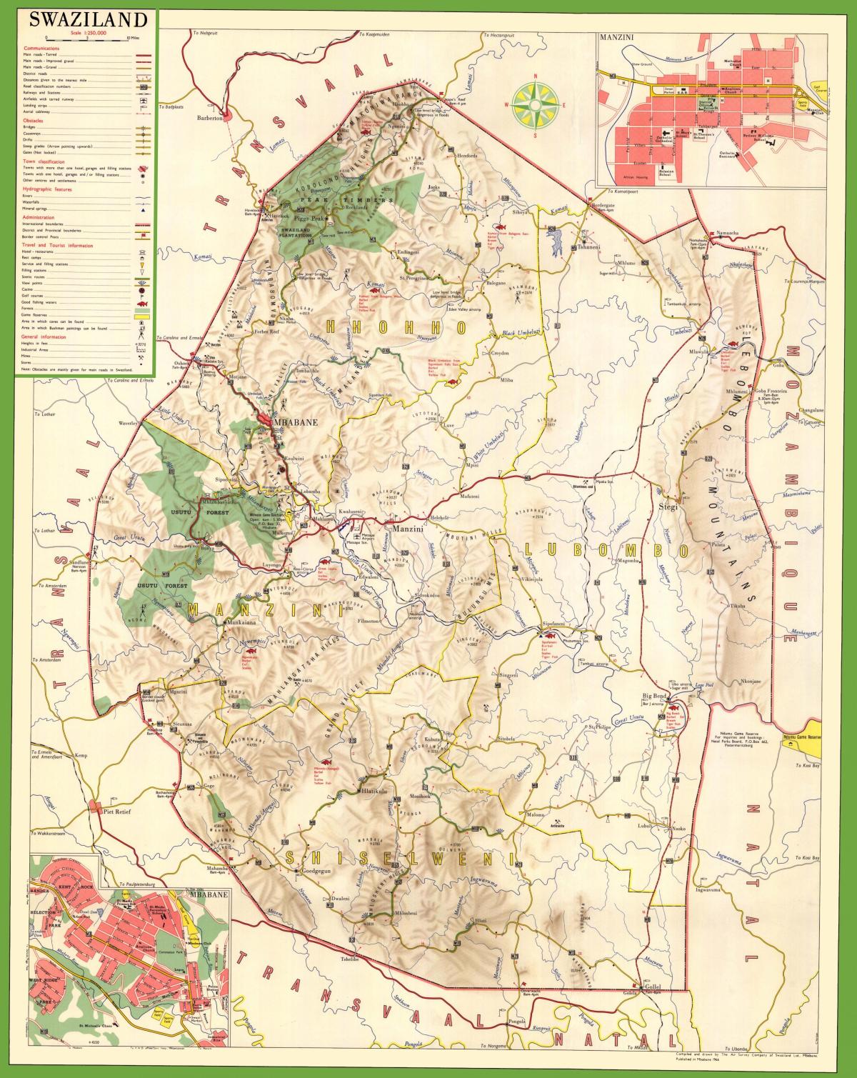 नक्शा स्वाजीलैंड के विस्तृत
