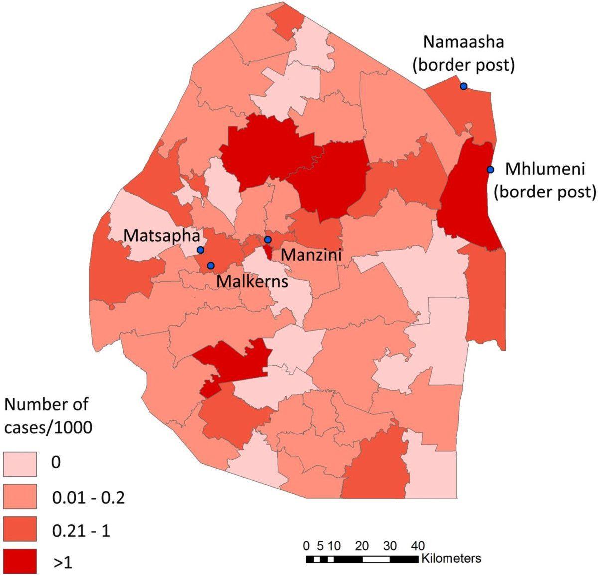 नक्शे के स्वाजीलैंड मलेरिया